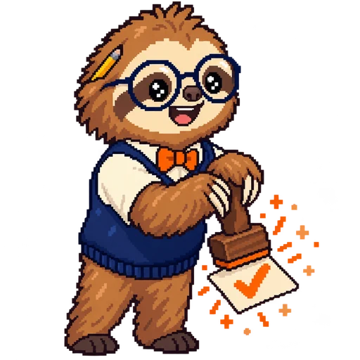 Track the sloth, stamping a big orange tick