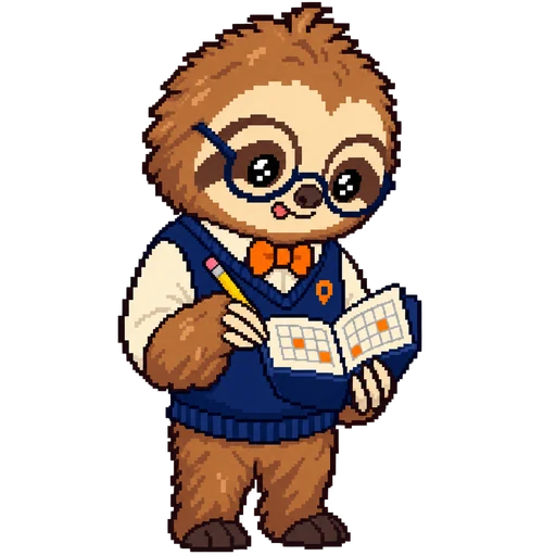 Track the sloth, writing in his calendar
