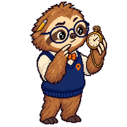 Track the sloth, checking his pocket watch